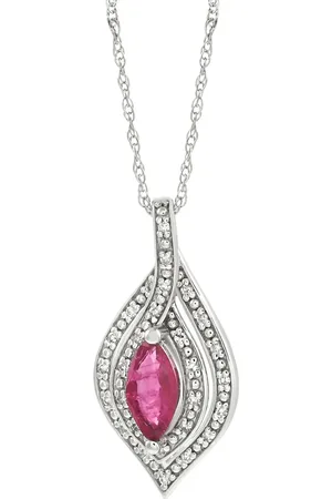 LB Exclusive 14kt Weißgoldhalskette mit Diamant und Rubin
