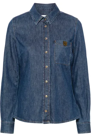 Elisabetta Franchi Jeanshemd mit Logo-Schild