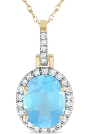 LB Exclusive 14kt Gelbgoldhalskette mit Diamant und Topas
