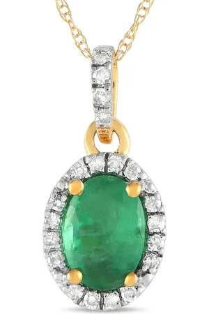 LB Exclusive 14kt Gelbgoldhalskette mit Diamant und Smaragd