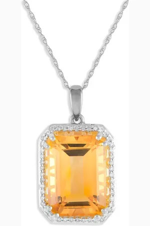 LB Exclusive 14kt Weißgoldhalskette mit Diamanten und Zitrin