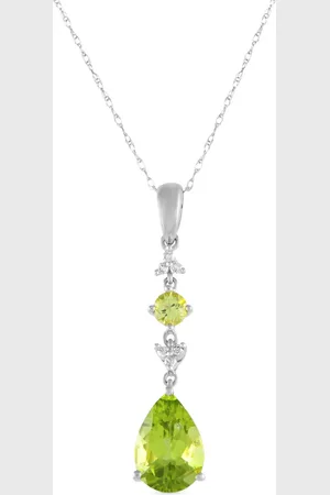 LB Exclusive 14kt Weißgoldhalskette mit Diamant- und Peridotanhänger