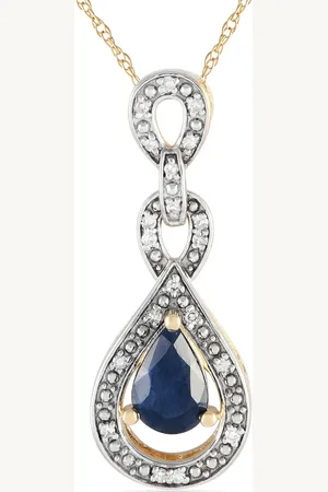 LB Exclusive 14kt Gelbgoldhalskette mit Diamant- und Saphiranhänger