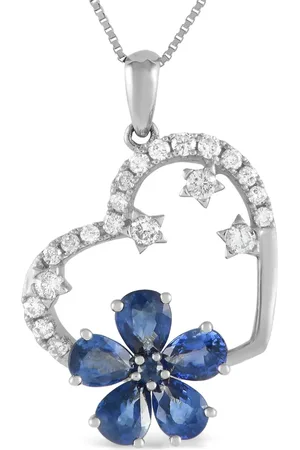 LB Exclusive 14kt Weißgoldhalskette mit Diamant und Saphiren