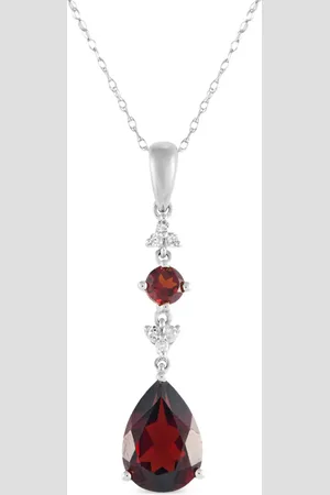 LB Exclusive 14kt Weißgoldhalskette mit Diamant- und Granatanhänger
