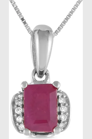 LB Exclusive 14kt Weißgoldhalskette mit Diamant und Rubin