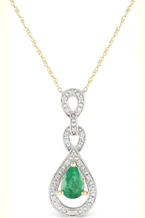 LB Exclusive 14kt Gelbgoldhalskette mit Diamant und Smaragd