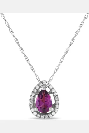 LB Exclusive 14kt Weißgoldhalskette mit Diamanten und Rhodolith