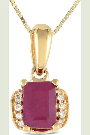 LB Exclusive 14kt Gelbgoldhalskette mit Diamant und Rubin