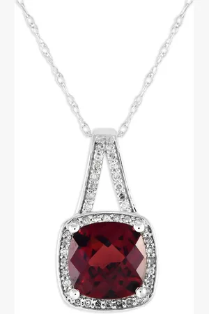 LB Exclusive 14kt Weißgoldhalskette mit Diamant und Rubin