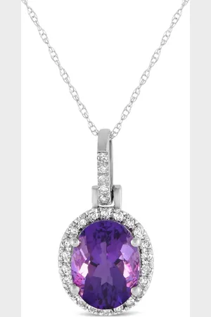 LB Exclusive 14kt Weißgoldhalskette mit Diamant und Amethyst