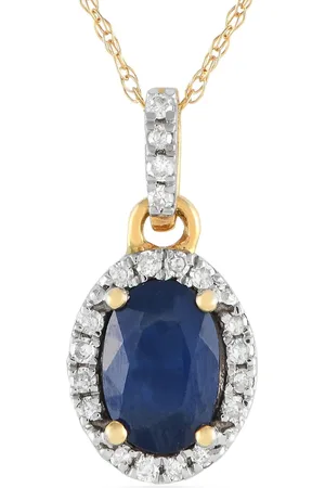 LB Exclusive 14kt Gelbgoldhalskette mit Diamanten und Saphir