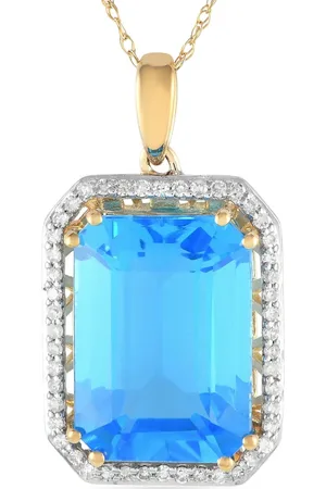 LB Exclusive 14kt Gelbgoldhalskette mit Diamant und blauem Topas