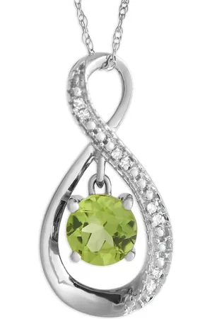 LB Exclusive 14kt Weißgoldhalskette mit Diamant- und Peridotanhänger