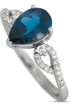 LB Exclusive 14kt Weißgoldring mit Diamant und Topas