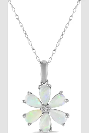 LB Exclusive 14kt Weißgoldhalskette mit Diamant und Opal