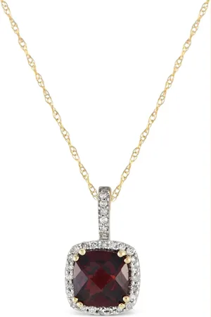 LB Exclusive 14kt Gelbgoldhalskette mit Diamant und Granat