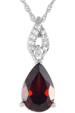 LB Exclusive 14kt Weißgoldhalskette mit Diamant und Granat