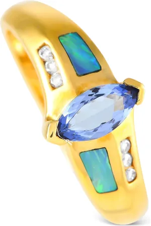 LB Exclusive Pre-owned 14kt Gelbgoldring mit Diamanten und Tansanit