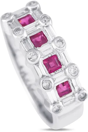 LB Exclusive 14kt Weißgoldring mit Diamant und Rubin