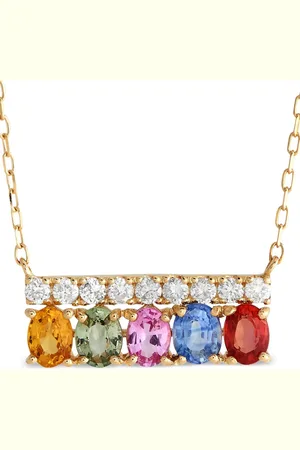 LB Exclusive 18kt Gelbgoldhalskette mit Diamant- und Saphiranhänger