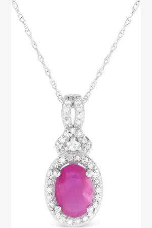 LB Exclusive 14kt Weißgoldhalskette mit Diamant- und Rubinanhänger