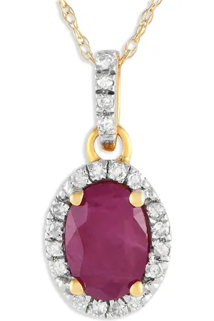 LB Exclusive 14kt Gelbgoldhalskette mit Diamant und Rubin