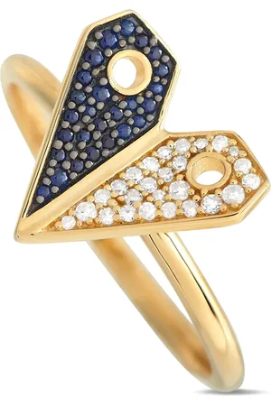 LB Exclusive 14kt Heart Gelbgoldring mit Diamant und Saphir