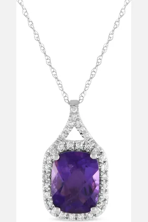LB Exclusive 14kt Weißgoldhalskette mit Diamanten und Amethyst