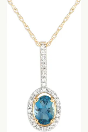 LB Exclusive 14kt Gelbgoldhalskette mit Diamant und blauem Topas