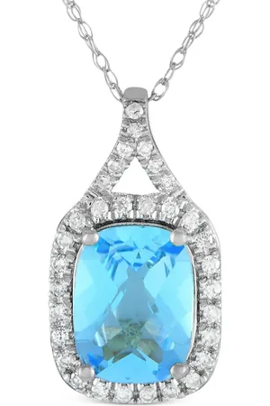 LB Exclusive 14kt Weißgoldhalskette mit Diamant und Topas