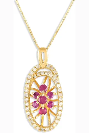 LB Exclusive 14kt Gelbgoldhalskette mit Diamant und Rubin