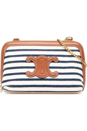 Céline 2021 gestreifte Triomphe Chain Umhängetasche aus Canvas