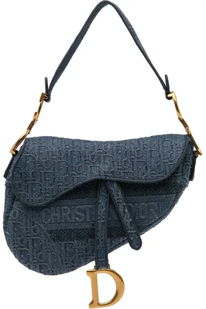 Dior 2019 Oblique Schultertasche aus Denim mit Stickerei