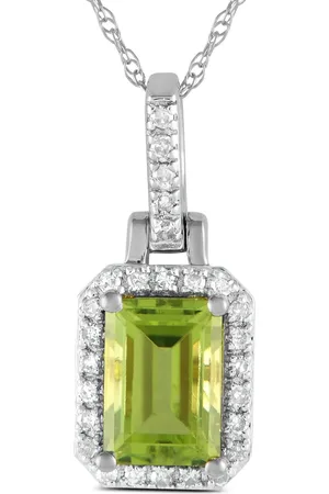 LB Exclusive 14kt Weißgoldhalskette mit Diamant und Peridot