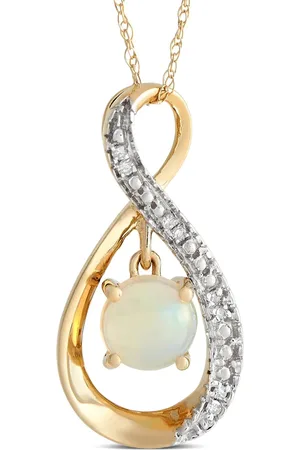 LB Exclusive 14kt Gelbgoldhalskette mit Diamant und Opal