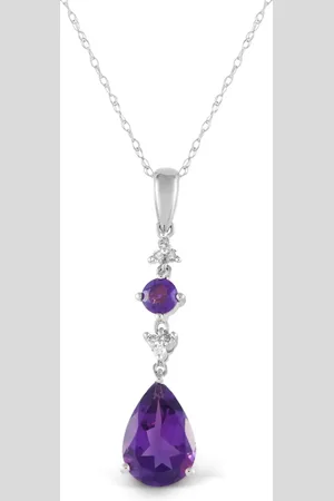 LB Exclusive 14kt Weißgoldhalskette mit Diamanten und Amethyst