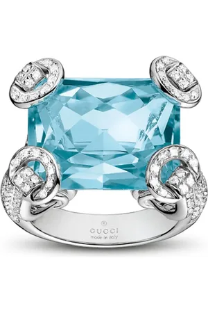 Gucci 18kt Weißgoldring mit Topas und Diamanten