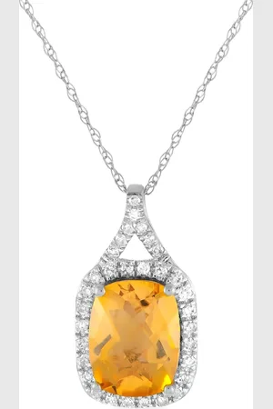 LB Exclusive 14kt Weißgoldhalskette mit Diamanten und Zitrin