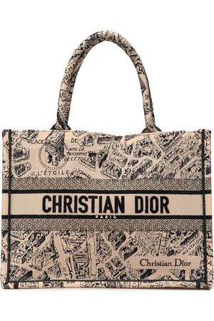 Dior 2023 mittelgroße Plan de Paris Book Tote Bag aus Canvas