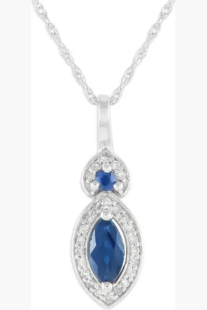 LB Exclusive 14kt Weißgoldhalskette mit Diamant und Saphir