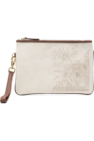 ELEVENTY Canvas-Clutch mit Blumen-Print