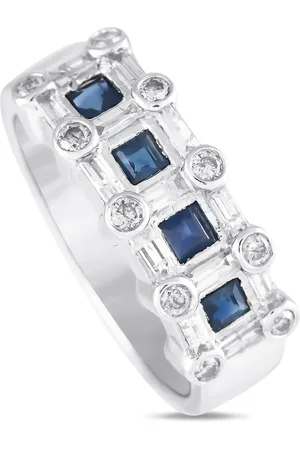 LB Exclusive Pre-owned 14kt Weißgoldring mit Diamanten und Saphir