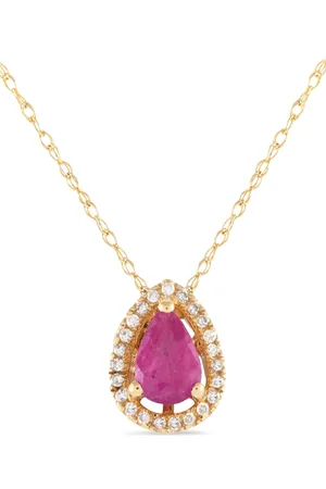 LB Exclusive 14kt Gelbgoldhalskette mit Diamant und Rubin