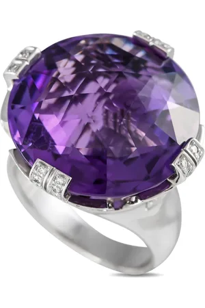 Bvlgari 18kt Parentesi Weißgoldring mit Diamanten und Amethyst