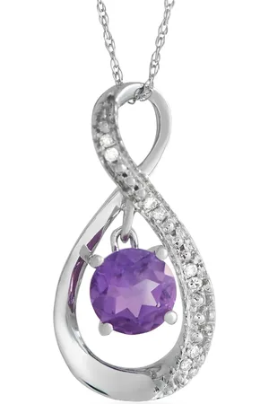 LB Exclusive 14kt Weißgoldhalskette mit Diamant und Amethyst