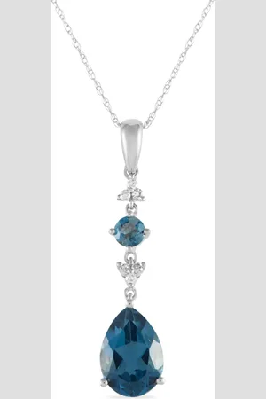 LB Exclusive 14kt Weißgoldhalskette mit Diamant und Topas
