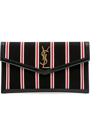 Saint Laurent 2021 gestreifte Uptown Pouch Canvas-Clutch