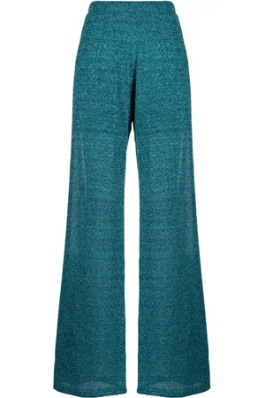 AMEN Wide-Leg-Hose in Metallic-Optik