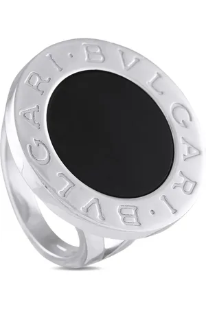 Bvlgari 18kt Twisted Weißgoldring mit Onyx
